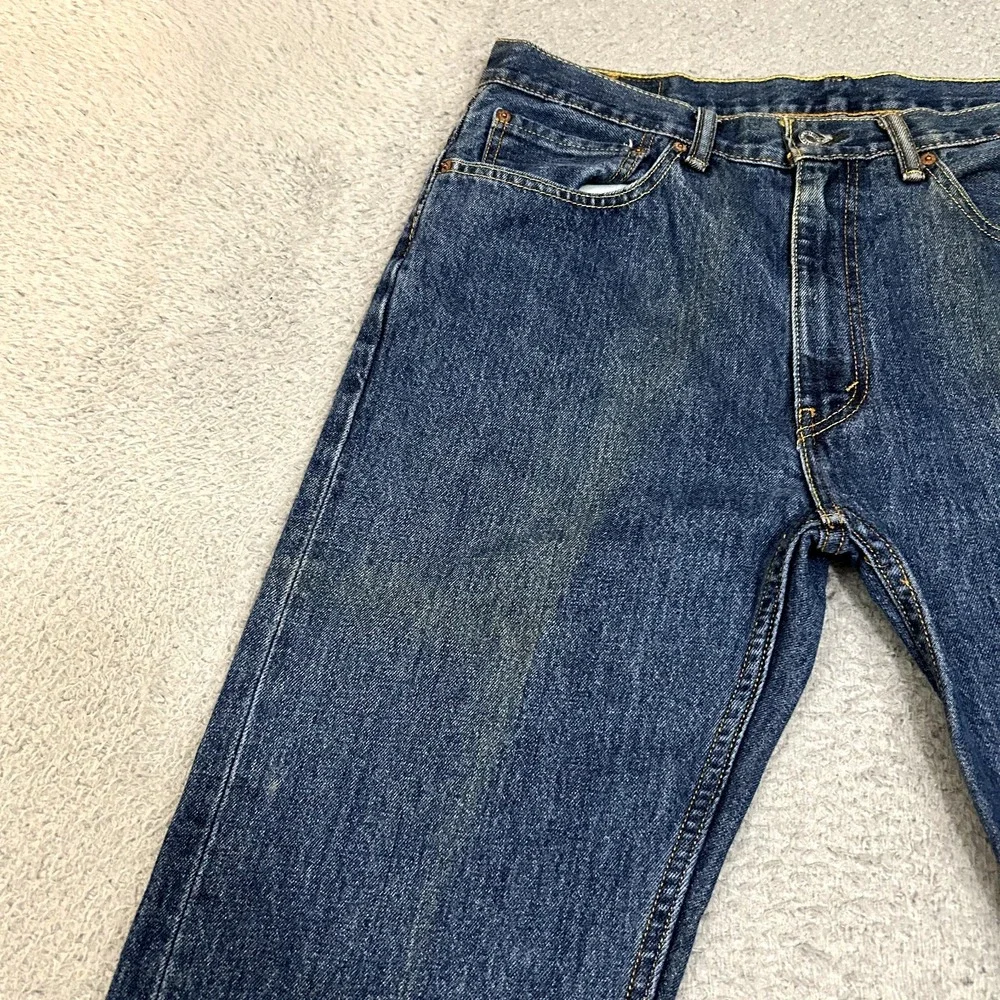 Levis Jeans Mens 36x32‎ Blue Denim 505 Regular Straight American Work Wear Dark